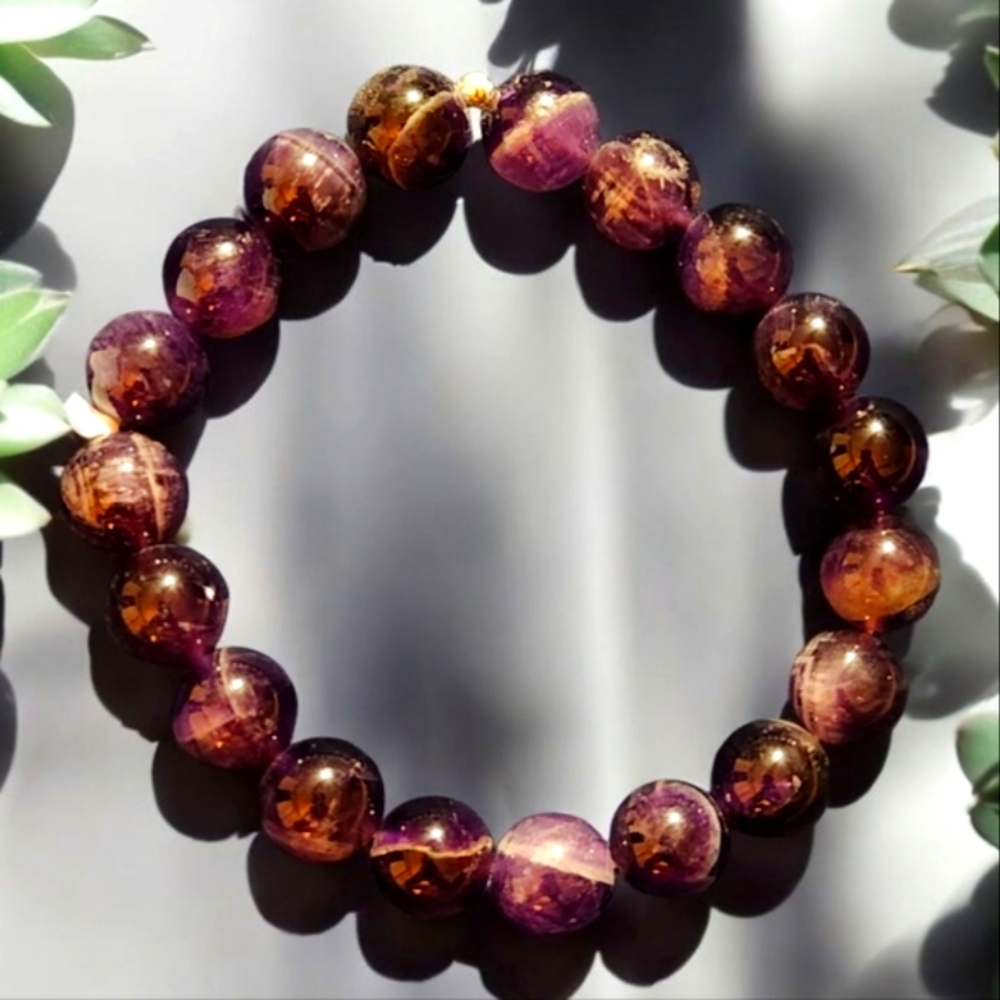 Genuine Natural Amethyst 10mm Beaded Bracelet Size 7" stretch - Picture 3 of 3